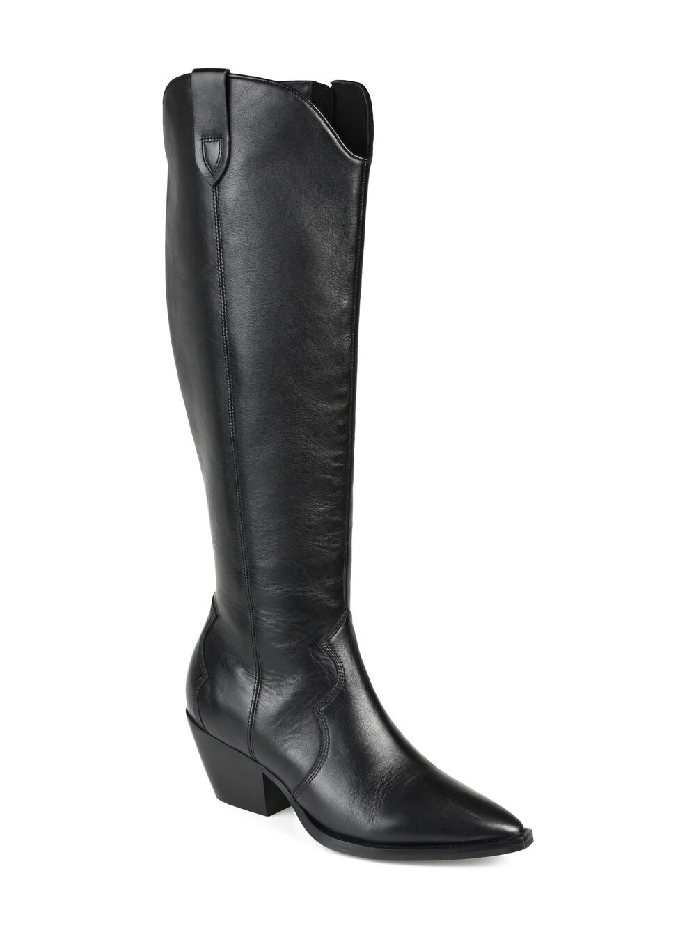 Journee Sleek Black Pryse Leather Western Boots Size 7 W